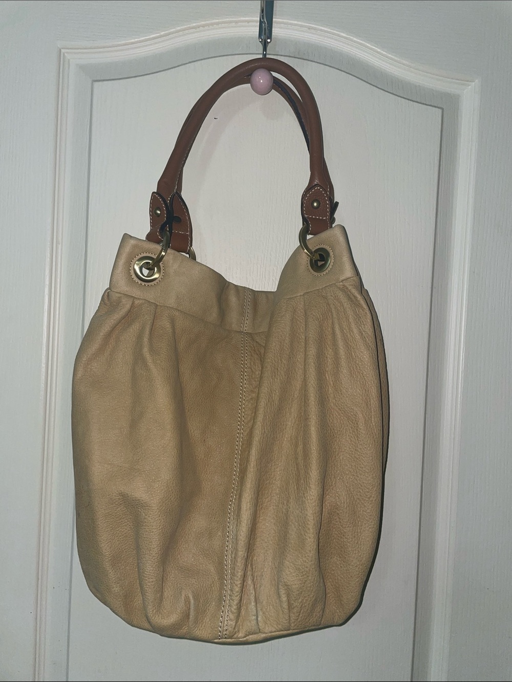 Coldwater Creek Women's  Leather Shoulder Bag with Brown Handles